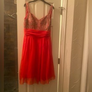 Large women red dress